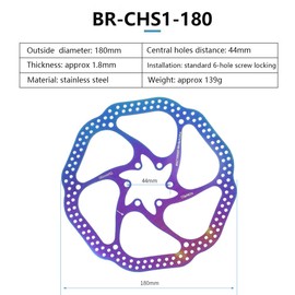 Remeiven Disc Brake Rotor 160/180 /203 mm, 2 Pack Colorful Bike Brake Rotors for Mtb Mountain Road Bicycle with Disc Braking System (CHS1, 180)