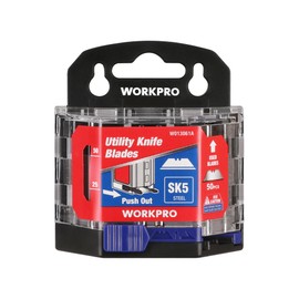 WORKPRO WORKPRO 50tlg. Trapezklingen Set, SK5 Scharfe Klingen Edelstahl im Spender, 0.6MM Klingenstärke, Ersatzklingen für Klappmesser Teppichmesser