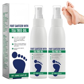 2PCS Foot Sanitizer Spray with Tea Tree Oil,Clear Foot Sanitizer Spray,Tea Tree Oil, 100 ml/3.5 oz
