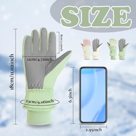 LuckyOpt Women Ski Gloves, Winter Touchscreen Warm Gloves for Cold Weather, Adjustable Anti-Slip Windproof Thermal Glove for Skiing Running Cycling Outdoor Sport (Pink)