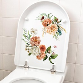 Toilet Sticker Self-Adhesive Waterproof Bathroom Toilet Seat Lid Cover Decals Stickers Floral Sticker for Home Bathroom Decor Toilets Lid and Tank Covers，Toilets Accessories，Toilet Lid Decals