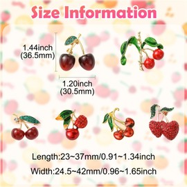 UR URLIFEHALL 6Pcs Enamel Cherry Pin Badge 3D Fruit Brooch Lapel Pins for Clothes Hats Jacket Jeans Scarft Decorative Craft Clips Fasteners