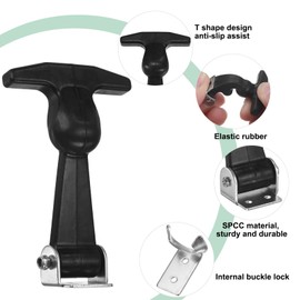 M METERXITY 4-Pack Elastic SPCC Rubber Hood Catch, 4.9" Flexible Draw Latches with Brackets Flexible T-Handle Hasp Rubber with Screws for Toolbox/RVs/Vehicle Engine/Hood [Silver Black]