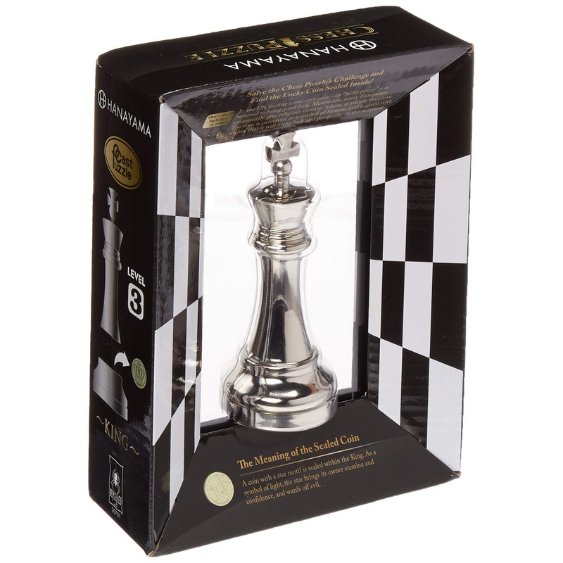 BePuzzled Hanayama Metal Cast King Chesspiece Puzzle Find Lucky Coins,