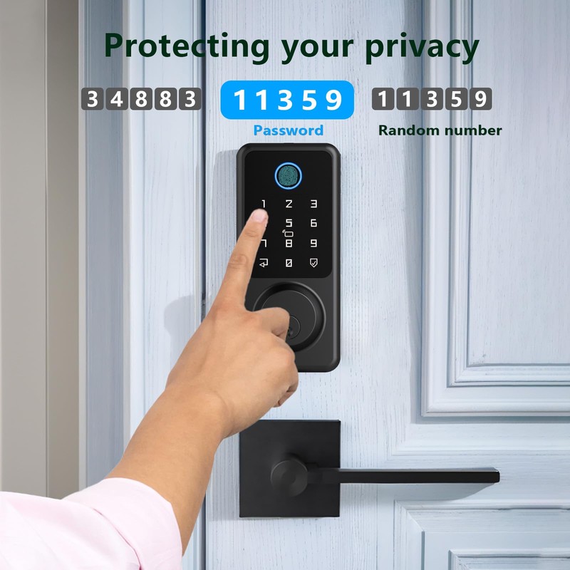 Secusly Smart Door Lock Set, Fingerprint Door Lock with Lever