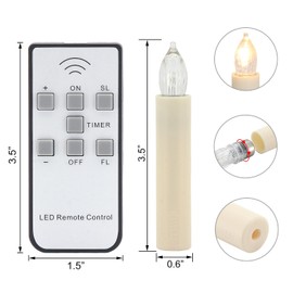 10 PCS Flameless LED Taper Candles Battery Operated Christmas Tree Candle Lights，Clip on Electric Fake Candles with Remote Timer for Holiday Home Garden Wedding Parties Birthday Decor