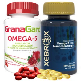 GranaGard y Xebrex Duo Pack Omega 5 y Omega 3 con Nanotecnología, Suplemento Alimenticio, 60 Cápsulas Cada Uno