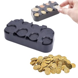 Coin Storage, Coin Storage, Euro Coin Holder, Coin Sorter, Coin Collector, Coin Dispenser, Coin Box, Coin Holder Car, for Car, Taxi, 8 Compartments from 2 Euro to 1 Cent (Black)