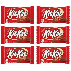 KitKat KIT KAT Milk Chocolate Wafer Candy, 1.5 oz. Bars (Choose From: 6 Or 12) - 6 Bars