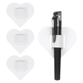 uxcell 4 Pcs Heart Pen Loop Holder for Notebook, Self Adhesive Pen Holder PU Leather Pencil Elastic Loop Designed for Tablet, Journals Clipboards, Notebooks, Journals, Calendars (White)
