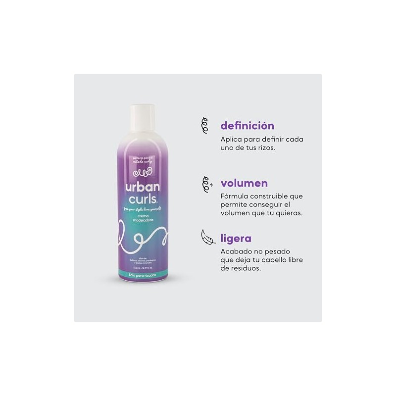 Urban Curls Crema Modeladora Rizos 360 Define Controla Frizz Peina
