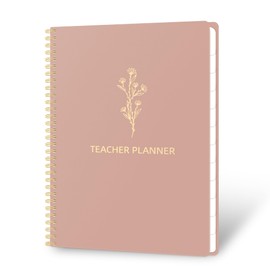 Teacher Planner Undated – 12-Month Academic Organizer with Calendar & Weekly Lesson Plans, Student Info, Checklists & School Events – Classroom Management Notebook for Teachers, 8.5”x11.5” (Rose Gold)