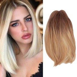 Peluca Recta, Peluca Completa Resistente Al Calor, Longitud de los Hombros Gradual Mezcla de Colores Resaltar Bob Peluca Cabello Falso Corto para Muje