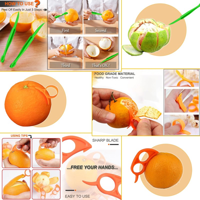 Eowppue 9 Pcs Orange Peeler Tools Multifunctional Creative Make Juicy