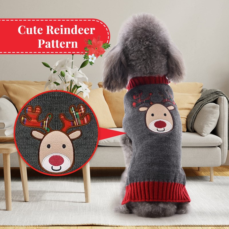 TENGZHI Dog Christmas Sweater Cute Reindeer Cat Ugly Xmas Outfit