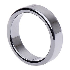 Schmuck Krone Hematite Ring Finger Jewellery Unisex Simple Flat Smooth Grey Stone Ring, Hematite