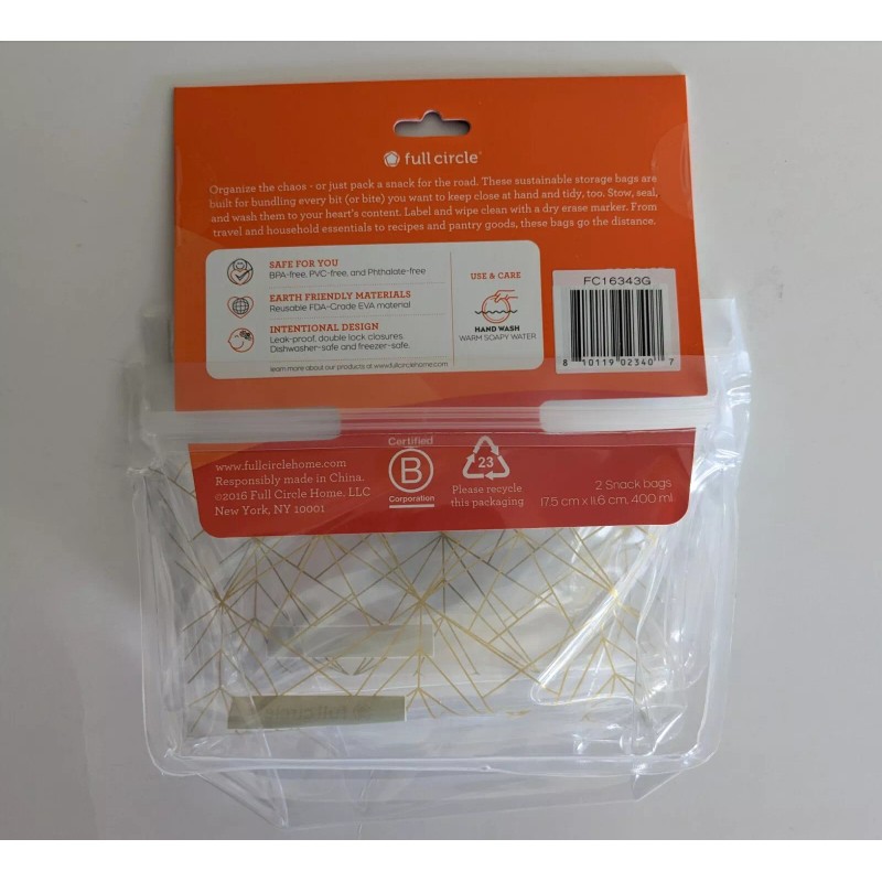 Full Circle Ziptuck Reusable Snack Bags 2 Stand Up Bags