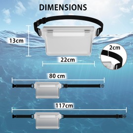 MyGadget 2X Waterproof Bags [ 22 x 15.5 cm ] - Dry Pouch IPx8 Waterproof - Waist Bag for Swimming with Triple Closure & Adjustable Strap in Transparent