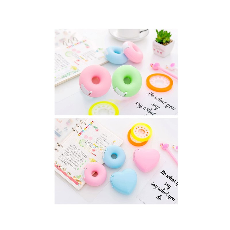 Candy Color Tape Dispenser, Small Cute Donut-Shaped Tape Organizer Desk
