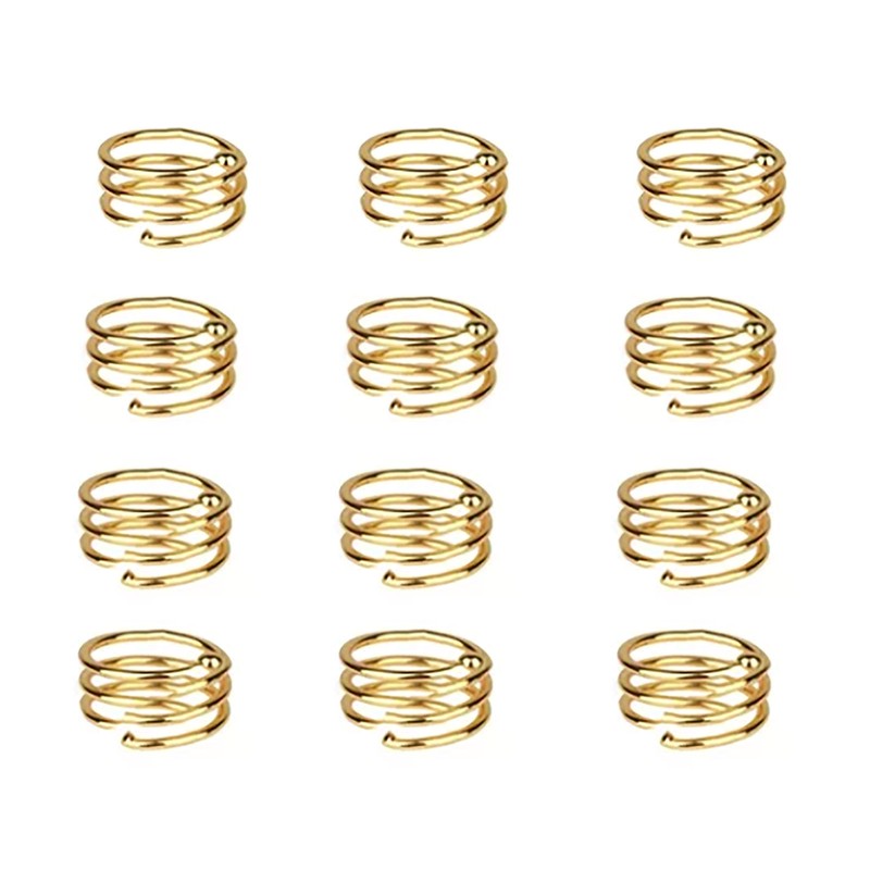 12pcs Napkin Ring Spiral Washable Decorative Metal Napkin Holder Ring