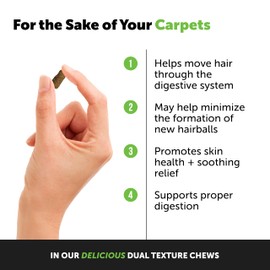 Pet Honesty Cat Hairball Support Chews, Hairball Solution, Supports Skin & Coat, Digestion, May Help Eliminate Furballs, Cat Vitamins & Supplements, Chicken (30-Day Supply)