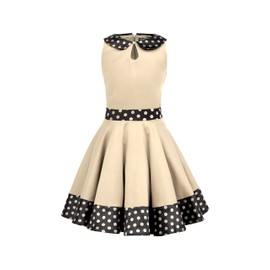 BlackButterfly Kids 'Zoey' Vintage Polka Dot 50's Girls Dress (Champagne, 13-14 YRS)