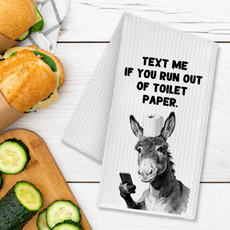 OTOUO Funny Donkey Hand Towel for Bathroom Decor, Farmhouse Donkey
