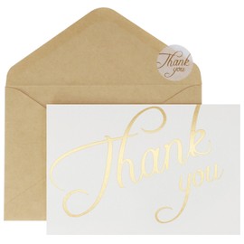 Oletx 36pcs Thank You Card with Gold Foil Script, 4.2x6.2 Thank you Cards Bulk with Envelopes, Stickers, Card Box Set for Wedding, Baby, Bridal Shower, Small Business, Funeral