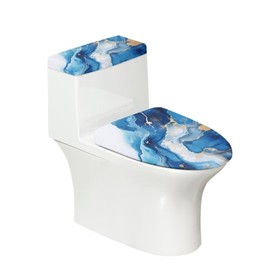 Flashideas Blue Marble Prints Toilet Lid Cover and Tank Lid Cover Machine Wash Bathroom Super Soft Toilet Lid Cover Set Seat Covers Fits Most Lids for Accessories Decor