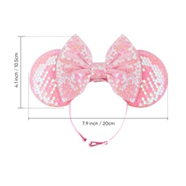AQOKKA Mouse Ears Headbands with Bow Minnie Ears Cosplay Costume Hair Accessories for Women Girls Birthday Party Decoration