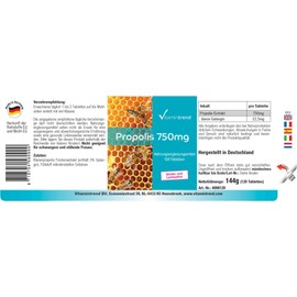 Vitamintrend Propolis Extract 750 mg, 120 Tablets, with Galangin, Dietary Supplement without Magnesium Stearate, Made in Germany