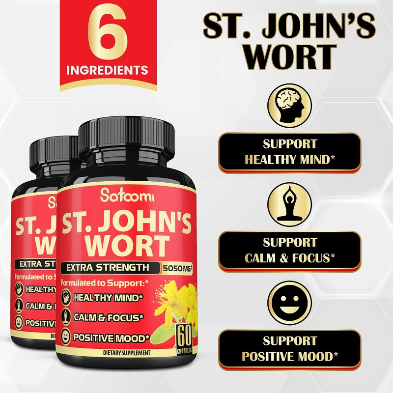6in1 St. John's Wort Capsules Extract Supplement - Mood &