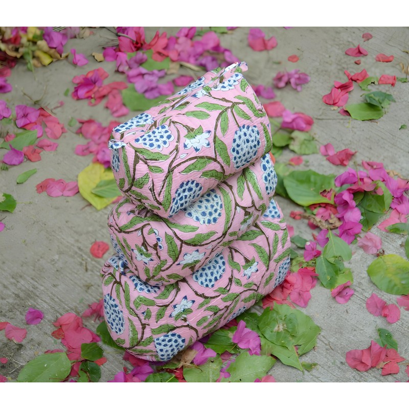 INDACORIFY Bolsas de aseo cosméticas con estampado de bloques de