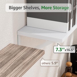 COCOYA Wall Shelves 7.3" Deep Set of 3, Solid Paulownia Wood Wider Longer Sturdy Easy to Install Wall Mounted Bookshelves Storage Shelves Bathroom Storage Office Laundry Room Bedroom Organizer White