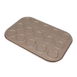 Muffin Top Baking Pan, Gold Even Heating Muffin Baking Pan Heat Resisting for Kitchen Room (15 Hole)