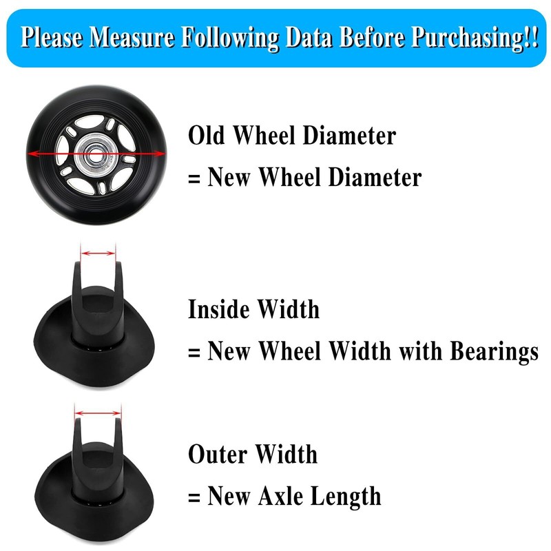 OwnMy Set of 4 Replacement Rubber Swivel Caster Wheels for