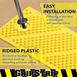 GripStrips Anti-Slip Treads - 2 Pack, Hi Viz Yellow (32" x 2") - Outdoor Non-Slip Tread Strips - Waterproof Safety Traction Strips for Stairs, Ramps, Boats, Ladders, Wood, Concrete, Metal