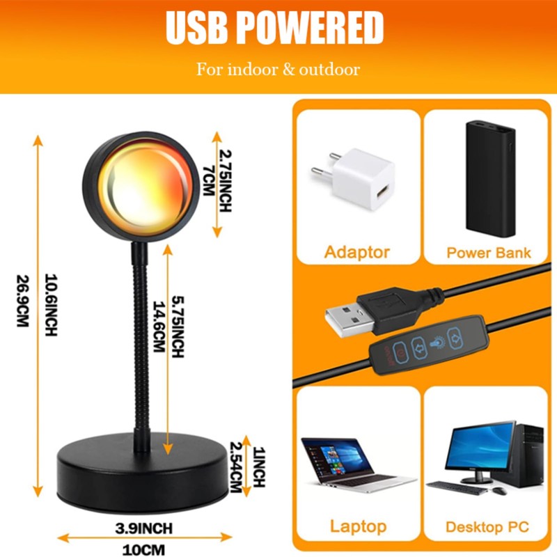 QUIGO Sunset Lamp Night Light Projector LED Room Decor Bedroom