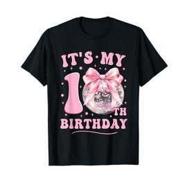 It's My 10th Birthday Coquette Bow Disco Ball 10 Years Old T-Shirt