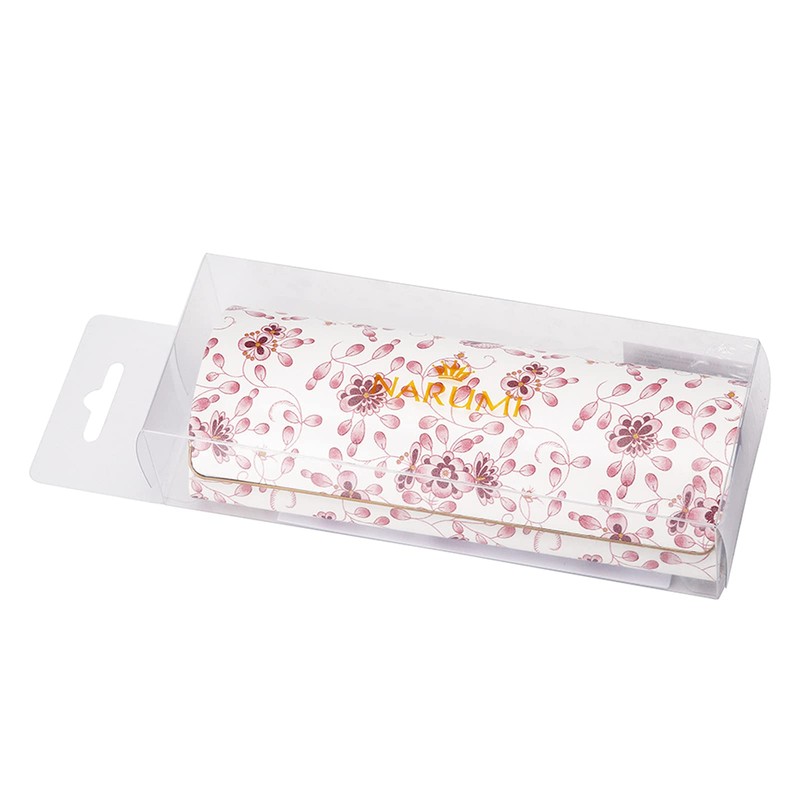 Narumi NA-2 Pearl Glasses Case, White, Hard, Magnetic, Floral Pattern