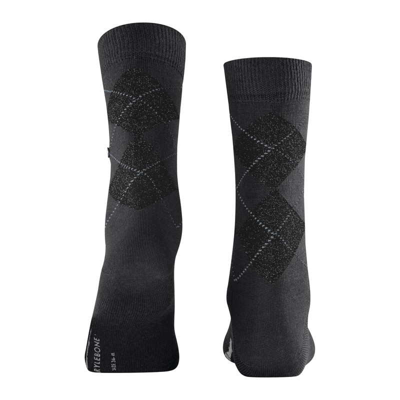 Burlington Marylebone Lurex Socks Opaque Virgin Wool, Black (Black 3004)