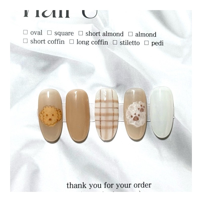 Puppy Chokko Handmade Nail Tips - Short Oval / 강아지
