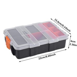 Plastic Screw Compartment Organizer Tool Storage Box with 11x Compartments Slots Two-Layer Case for Screws Nuts and Bolts