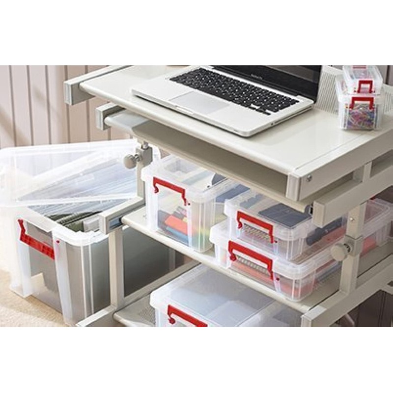 Whitefurze Allstore Container with Silver Clamp, Plastic, Natural, 0.8 Litre