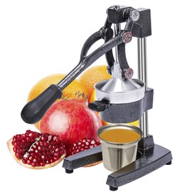 Gowintech Commercial Heavy Duty Cast Iron Hand Press Manual Orange Citrus Lemon Lime Grapefruit Pomegranate Fruit Juice Squeezer Machine with Stainless Steel Cup Grey