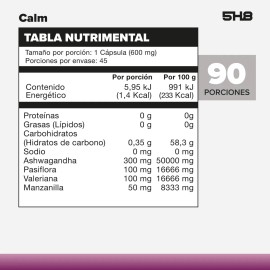 5h8 Pastillas Para El Estrés Y Relajar 90 Cápsulas Sin Sabor