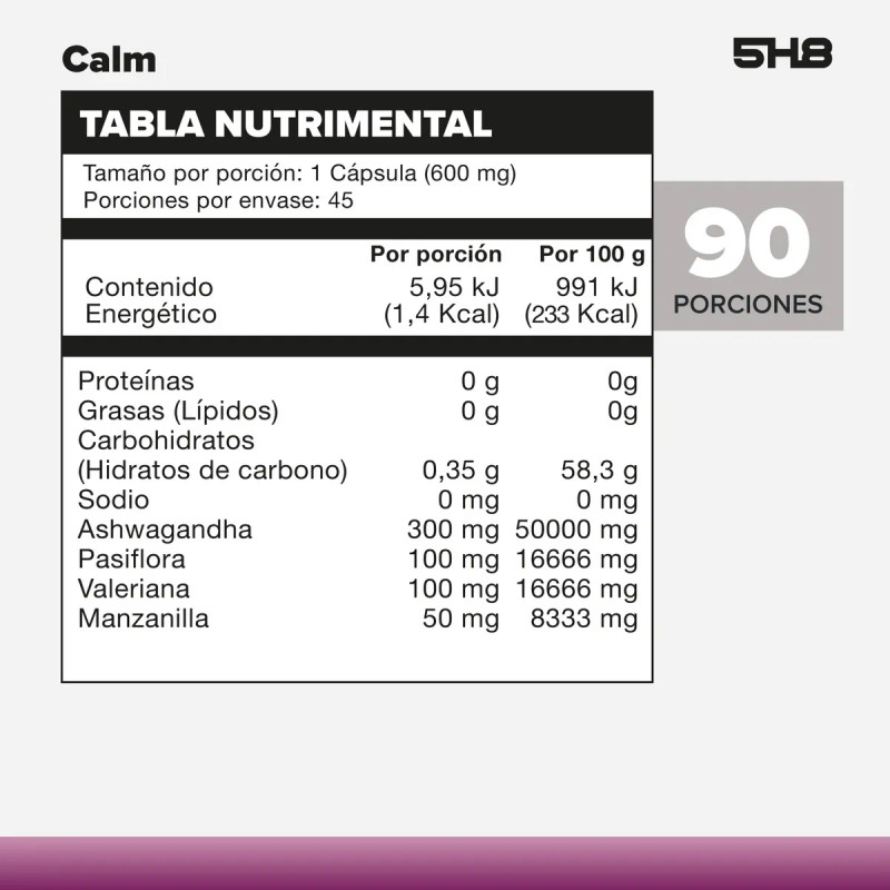 5h8 Pastillas Para El Estrés Y Relajar 90 Cápsulas Sin