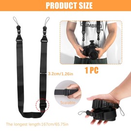 Binocular Strap Adjustable Camera Strap Weave Binoculars Straps Neck Shoulder Quick Release with Anti-slip Safety Tether Nylon Crossbody Sling Band for DSLR SLR Cameras Camcorder, Black