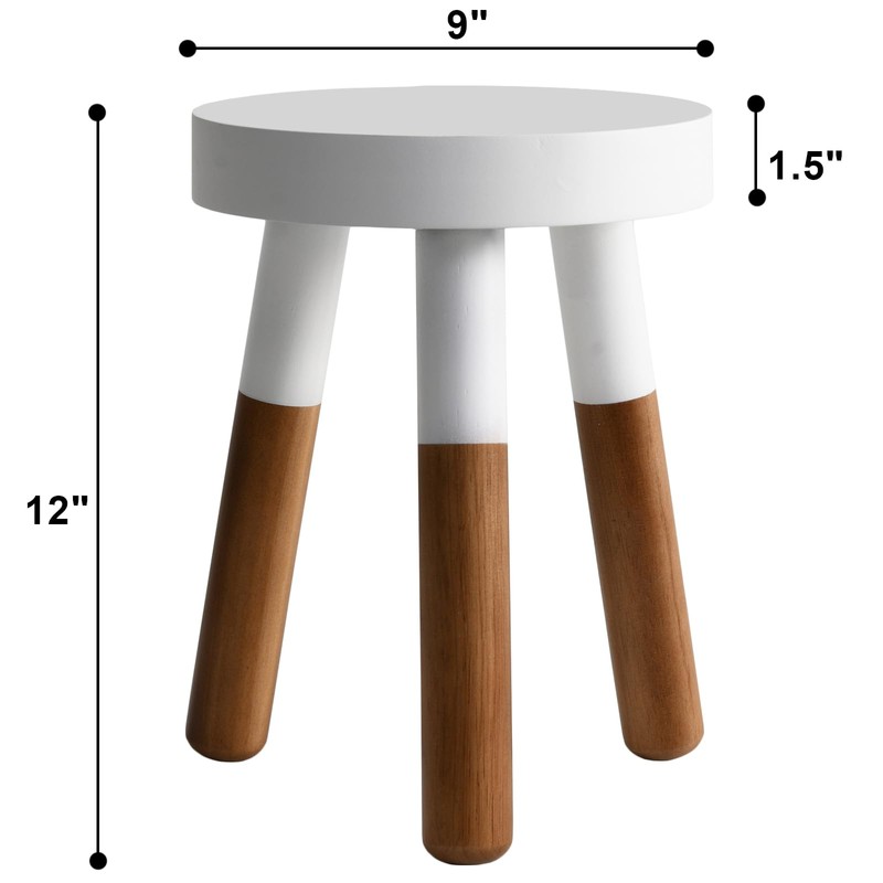 LitaEther 9" Rubber Wood Plant Stool, Wood Accent Stool, Reverse