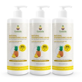Fuwa3e Pineapple Enzyme Natural Dish Soap Tropical Pineapple Scent - 16.9oz 3 Pack - 99% Plant Based Dish Liquid - Hypoallergenic Dish Soap from Discarded Pineapple Peels